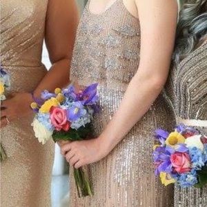 Stunning Beaded Gold, Silver and Champagne Maxi Dress
